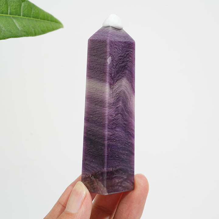 Unique,Natural Crystal Purple Silky Fluorite Point