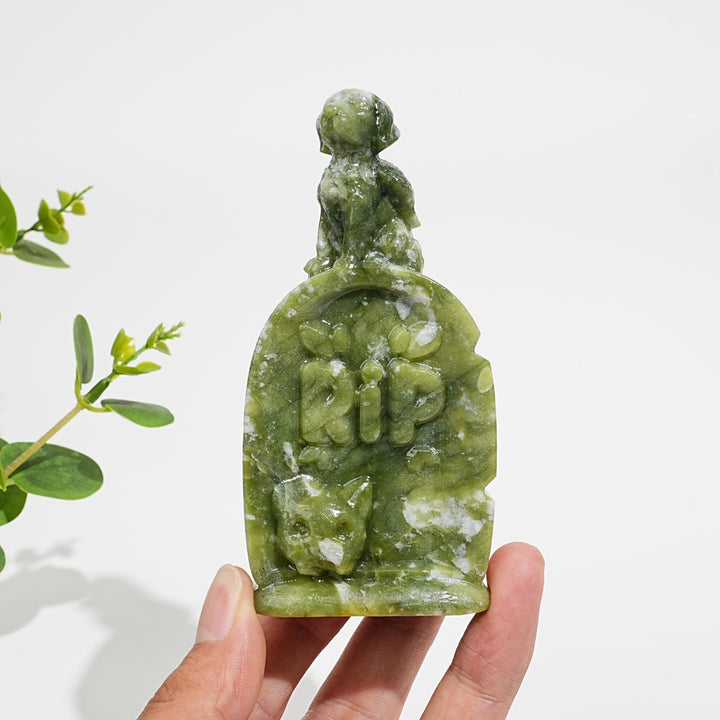 Natural Crystal Tombstone Angel Dog Carving