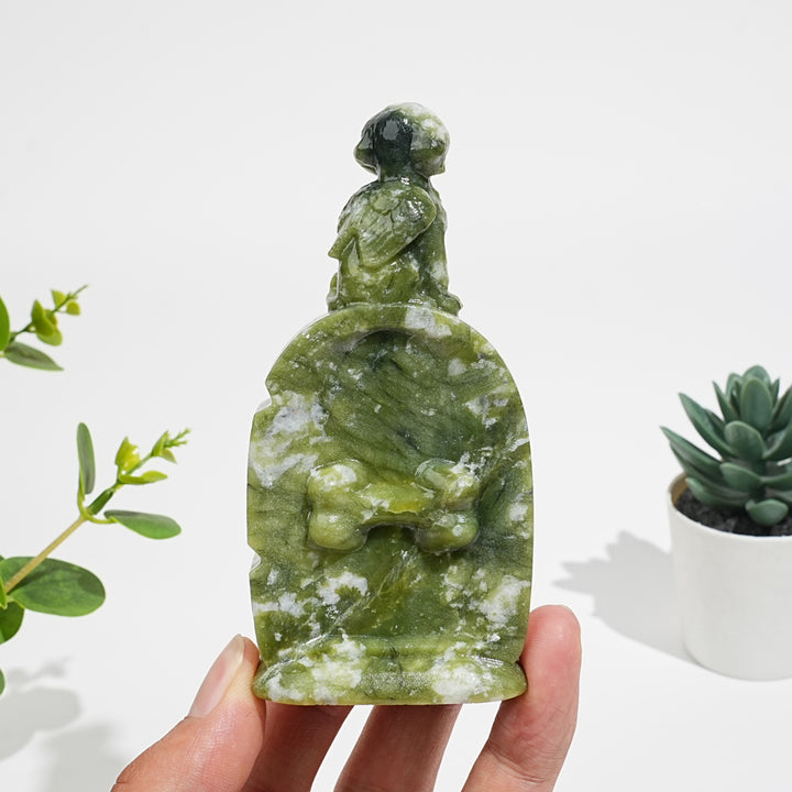 Natural Crystal Tombstone Angel Dog Carving