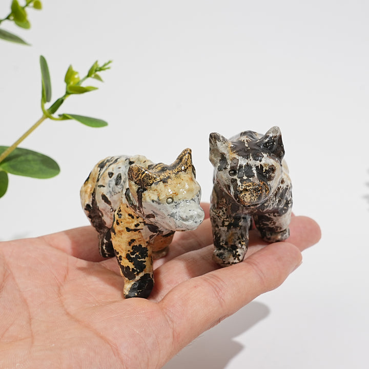Natural Crystal Picture Jasper Hound Dog Carving