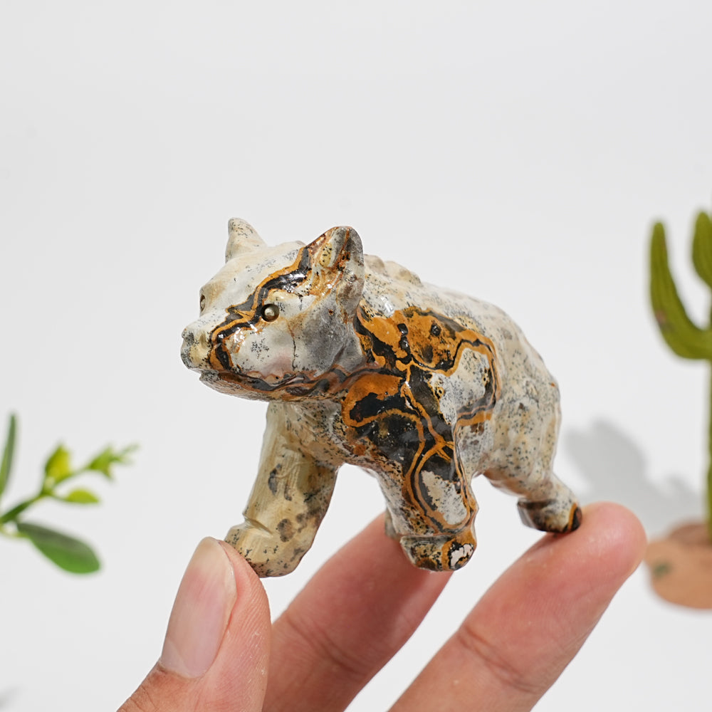 Natural Crystal Picture Jasper Hound Dog Carving