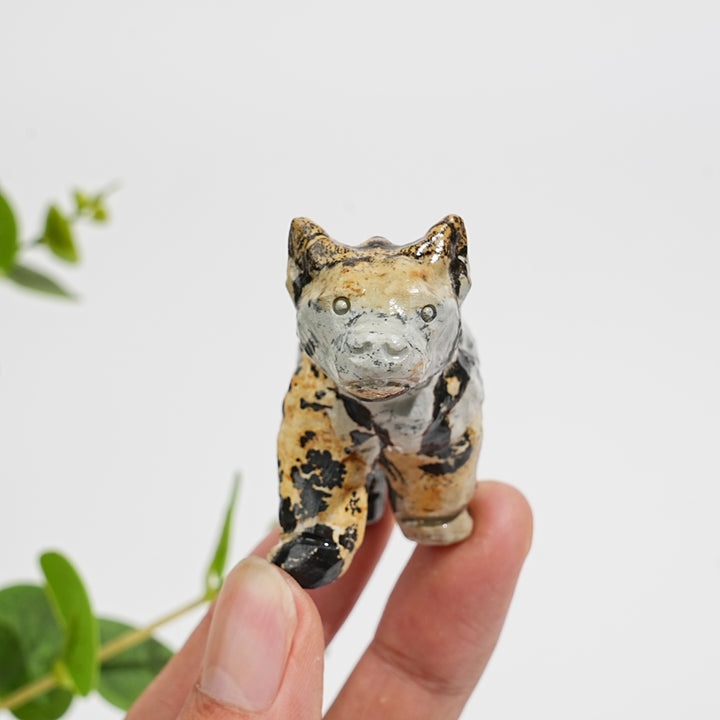 Natural Crystal Picture Jasper Hound Dog Carving