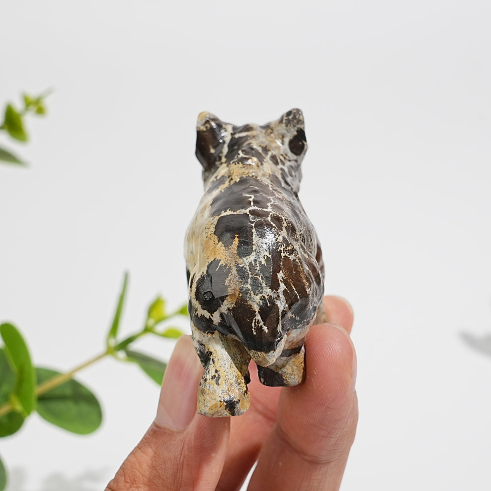 Natural Crystal Picture Jasper Hound Dog Carving