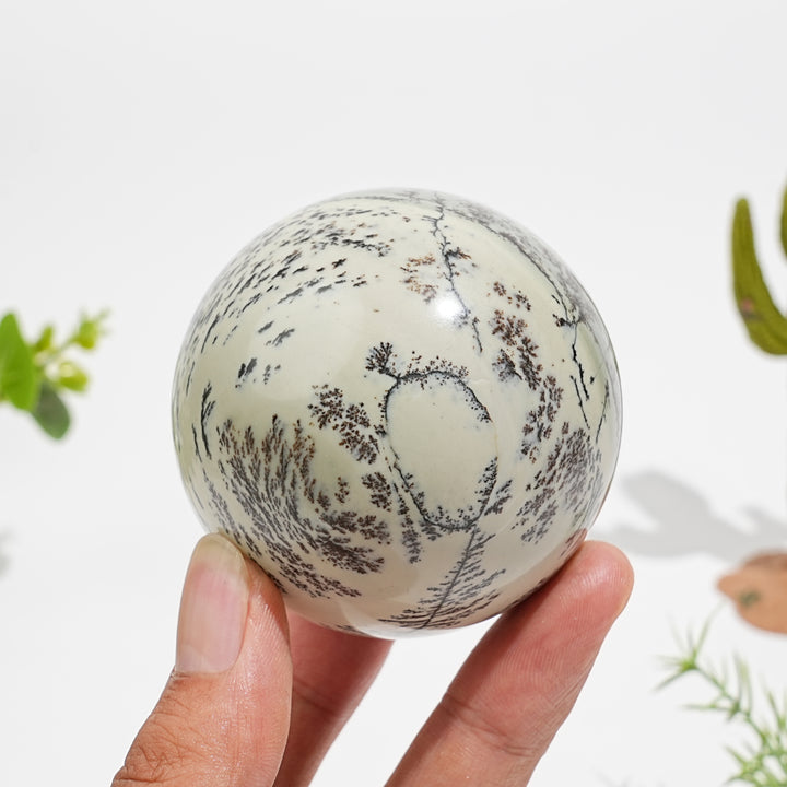 Natural Serene Green Dendritic Calcite Crystal Sphere