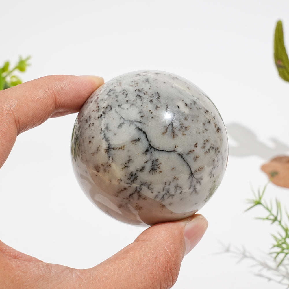 Natural Serene Green Dendritic Calcite Crystal Sphere