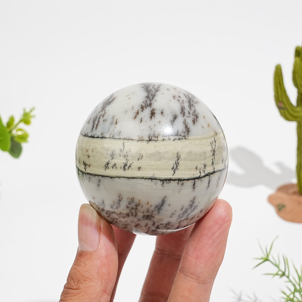 Natural Serene Green Dendritic Calcite Crystal Sphere
