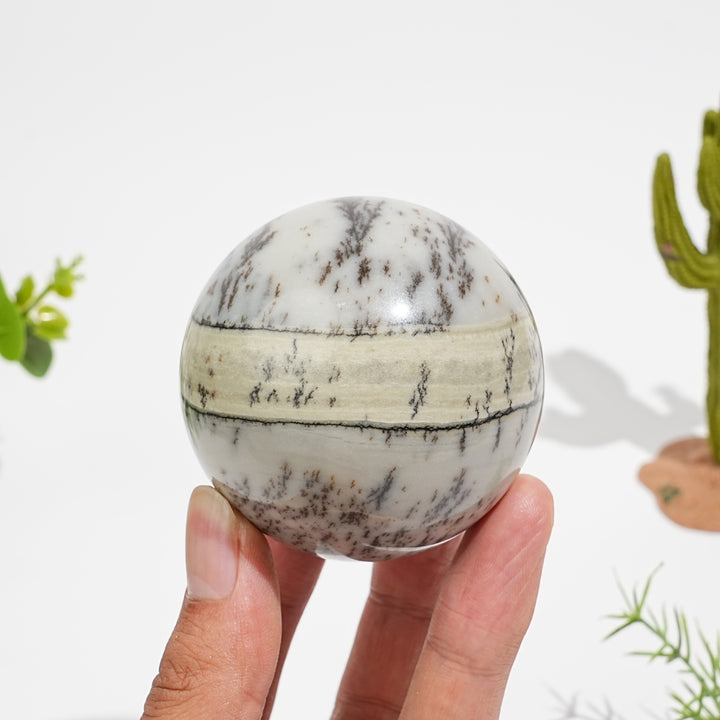 Natural Serene Green Dendritic Calcite Crystal Sphere