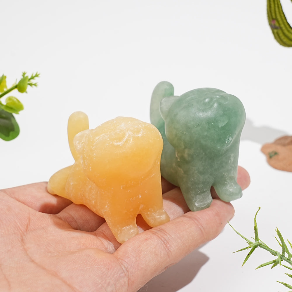 Natural Crystal Stretching Upward Cat Carving