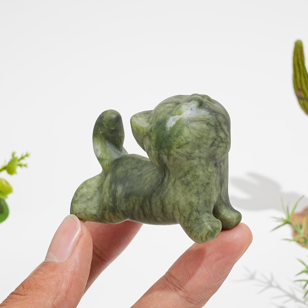 Natural Crystal Stretching Upward Cat Carving