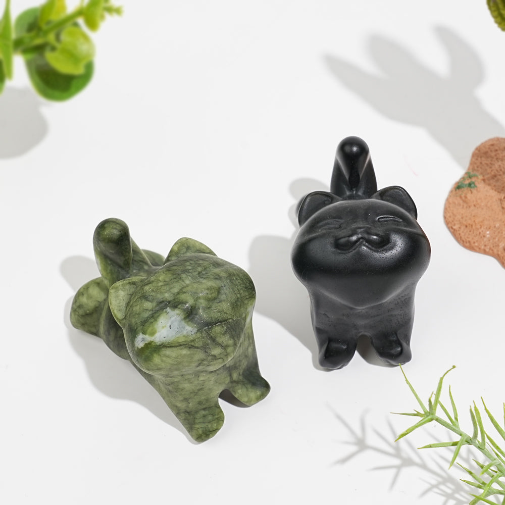 Natural Crystal Stretching Upward Cat Carving