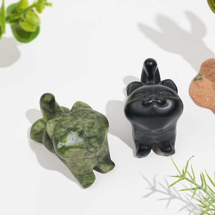 Natural Crystal Stretching Upward Cat Carving