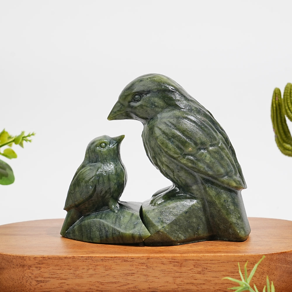Natural Crystal Carving Magpie Mother And Child