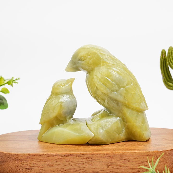 Natural Crystal Carving Magpie Mother And Child