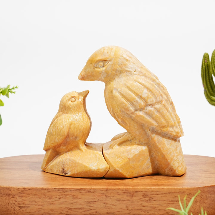 Natural Crystal Carving Magpie Mother And Child