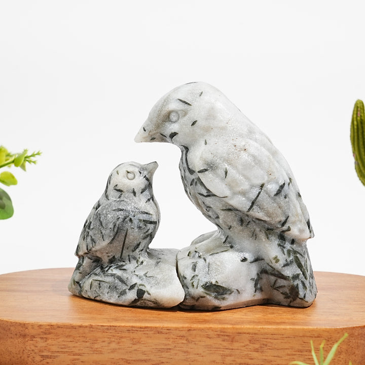 Natural Crystal Carving Magpie Mother And Child