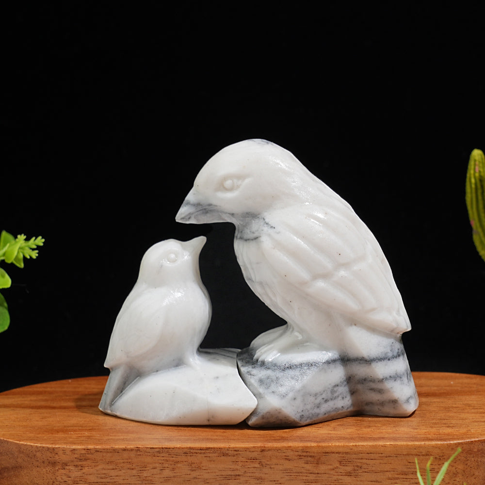 Natural Crystal Carving Magpie Mother And Child