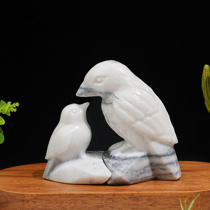 Natural Crystal Carving Magpie Mother And Child
