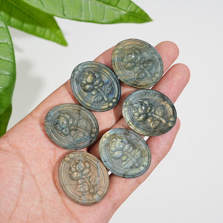 Natural Labradorite Carved Rose