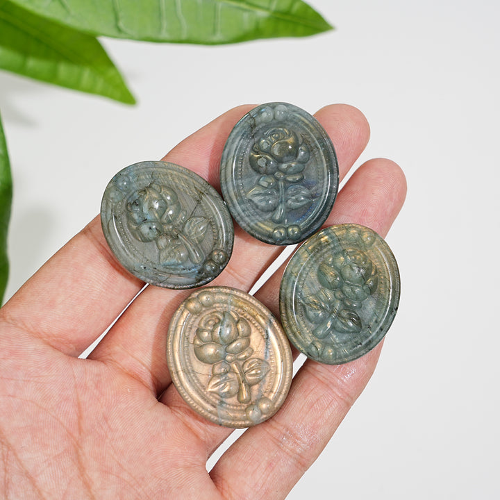 Natural Labradorite Carved Rose