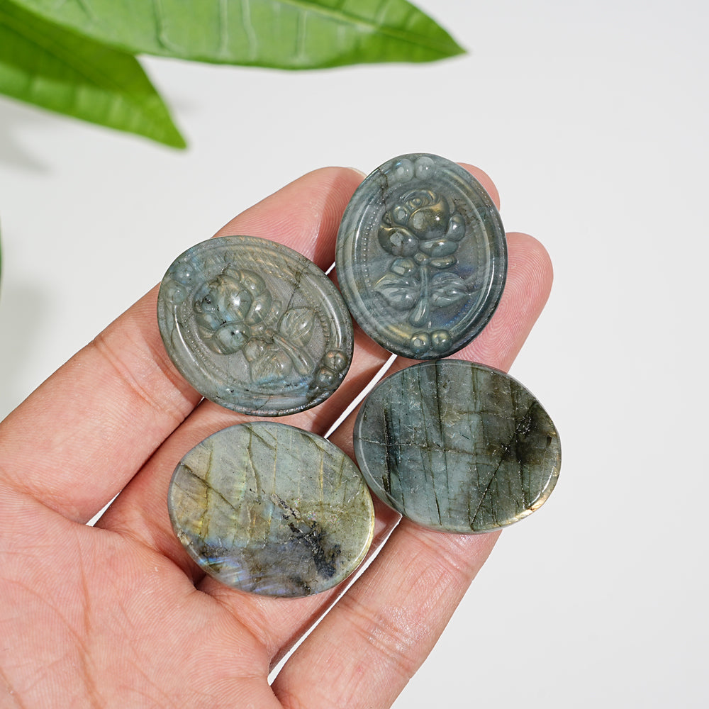 Natural Labradorite Carved Rose
