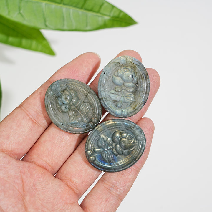 Natural Labradorite Carved Rose
