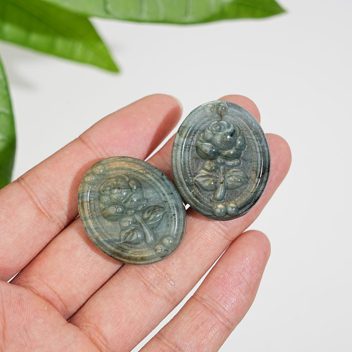 Natural Labradorite Carved Rose
