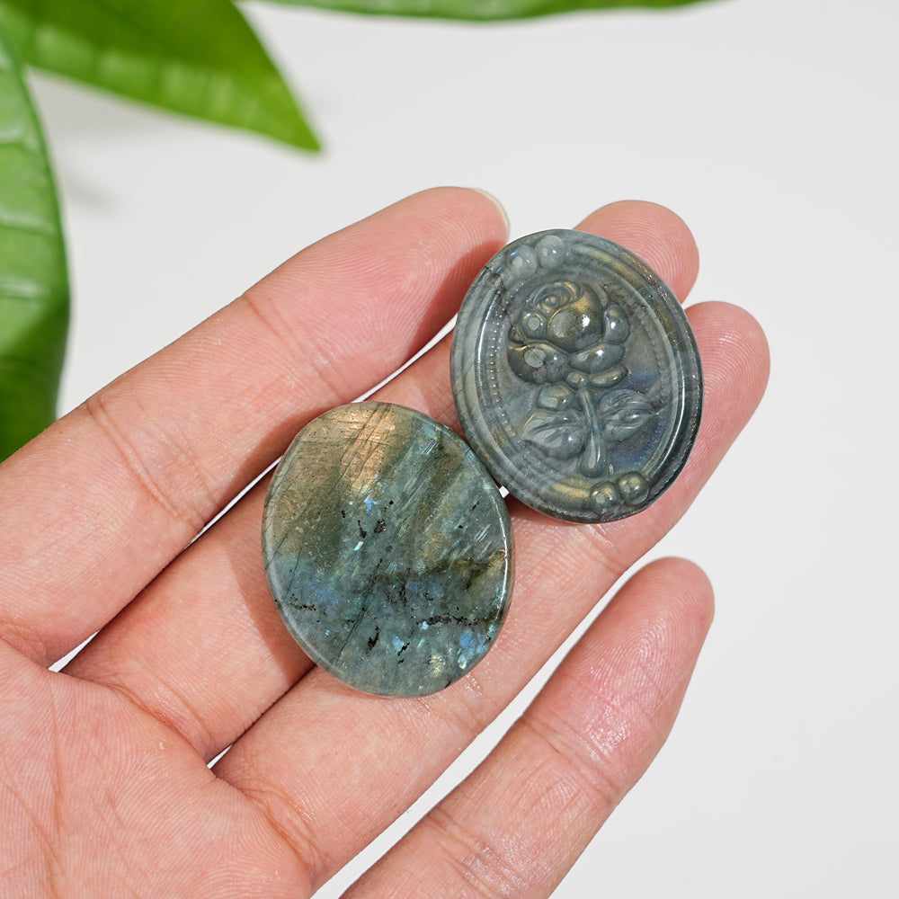 Natural Labradorite Carved Rose