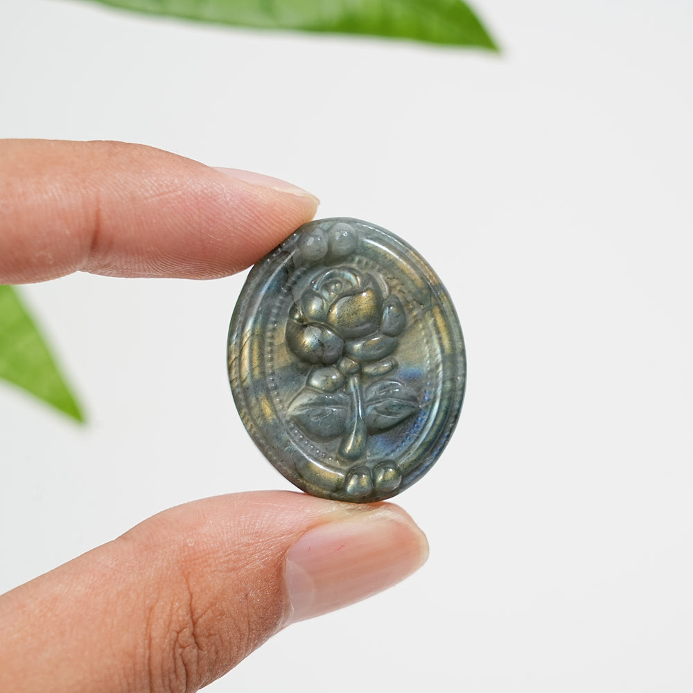 Natural Labradorite Carved Rose