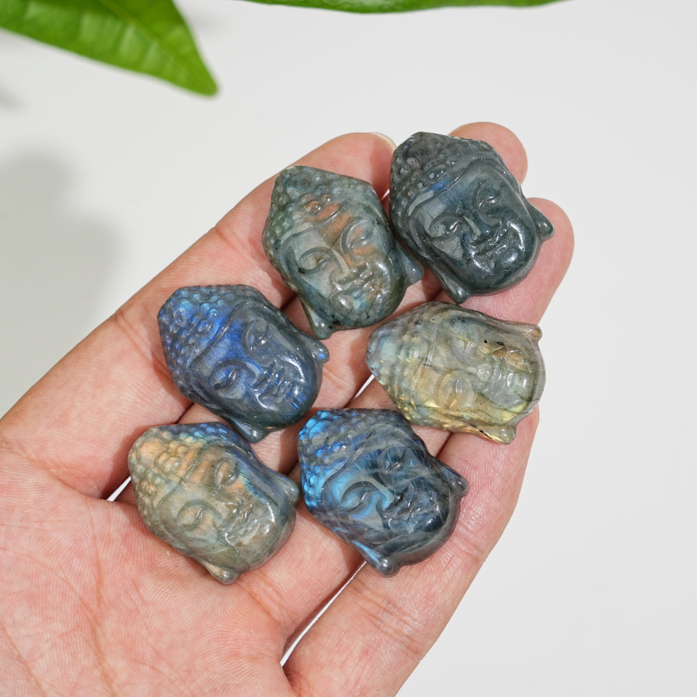 Natural Labradorite Buddha Head Carving