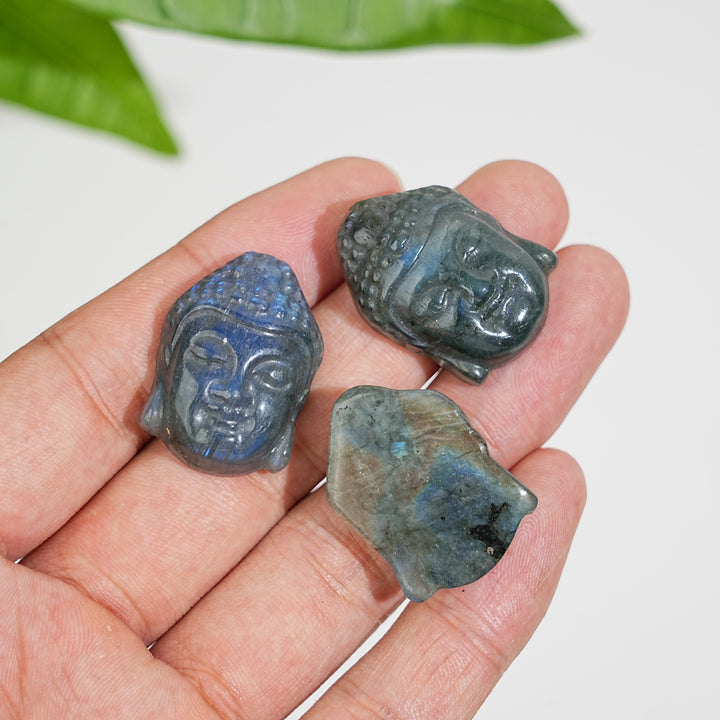 Natural Labradorite Buddha Head Carving