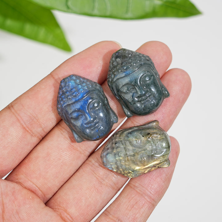 Natural Labradorite Buddha Head Carving