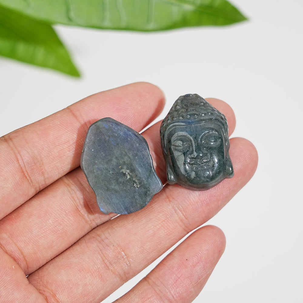 Natural Labradorite Buddha Head Carving