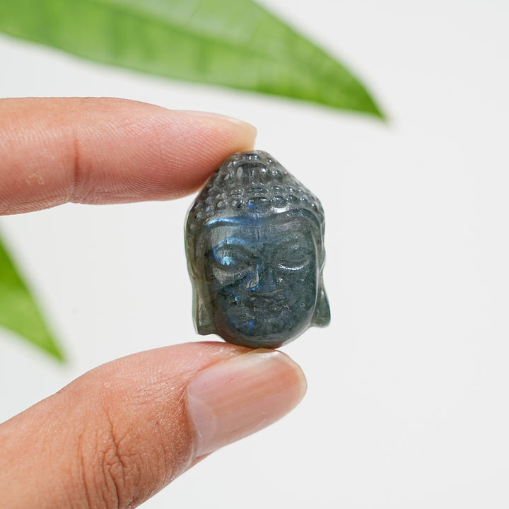 Natural Labradorite Buddha Head Carving