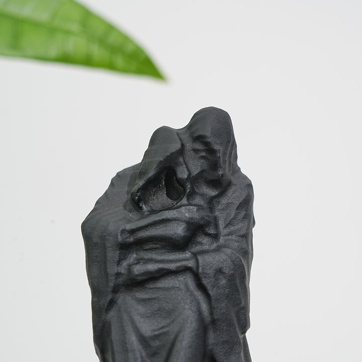 Natural Black Obsidian Witch Couple Carving