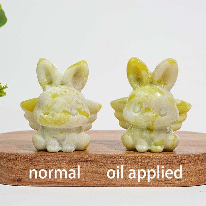 Natural Crystal Carving Cute Angel Bunny