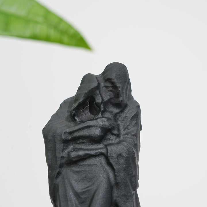 Natural Black Obsidian Witch Couple Carving