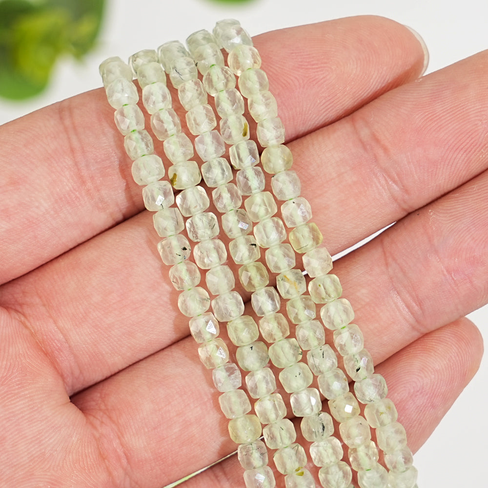 Natural Crystal Faceted Cube Dice Square Bead Strand