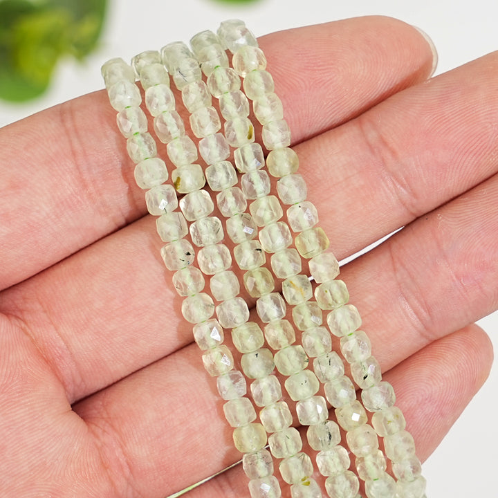 Natural Crystal Faceted Cube Dice Square Bead Strand