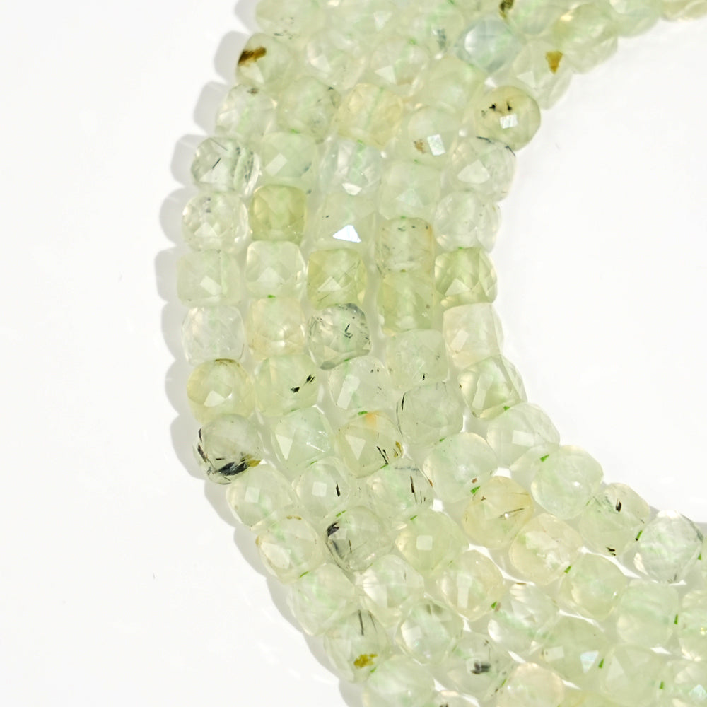 Natural Crystal Faceted Cube Dice Square Bead Strand