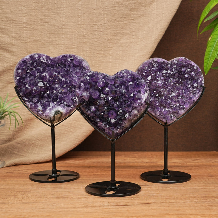 Unique, Natural Amethyst Cluster Heart Ornament