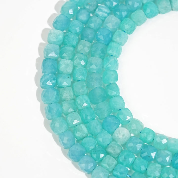 Natural Crystal Faceted Cube Dice Square Bead Strand