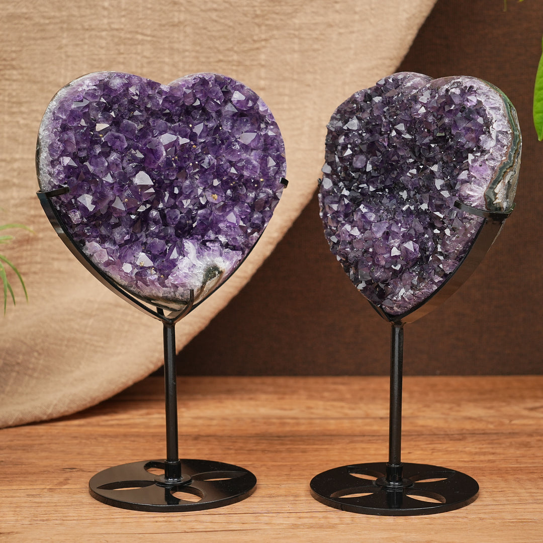 Unique, Natural Amethyst Cluster Heart Ornament