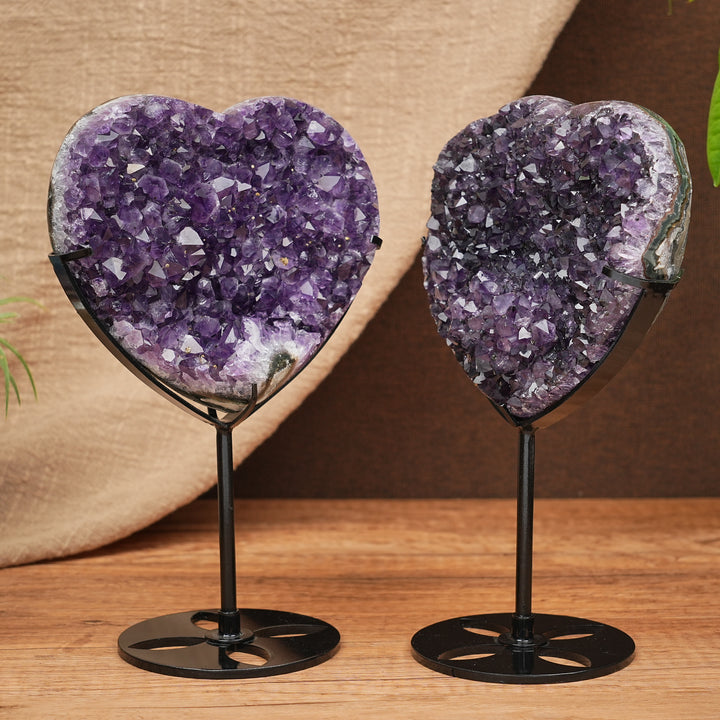 Unique, Natural Amethyst Cluster Heart Ornament