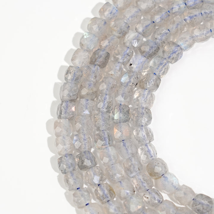 Natural Crystal Faceted Cube Dice Square Bead Strand