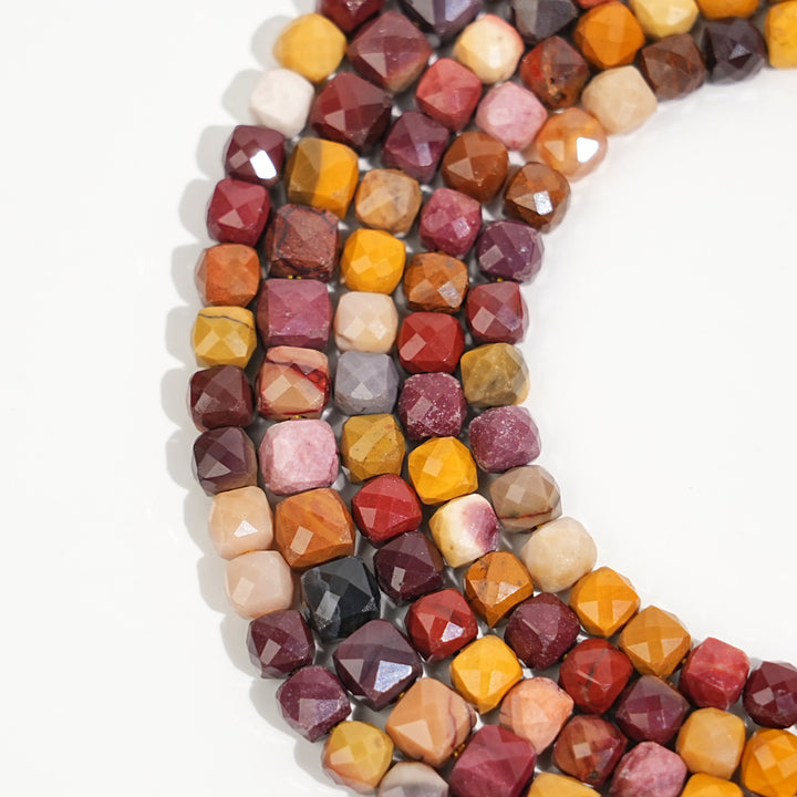 Natural Crystal Faceted Cube Dice Square Bead Strand