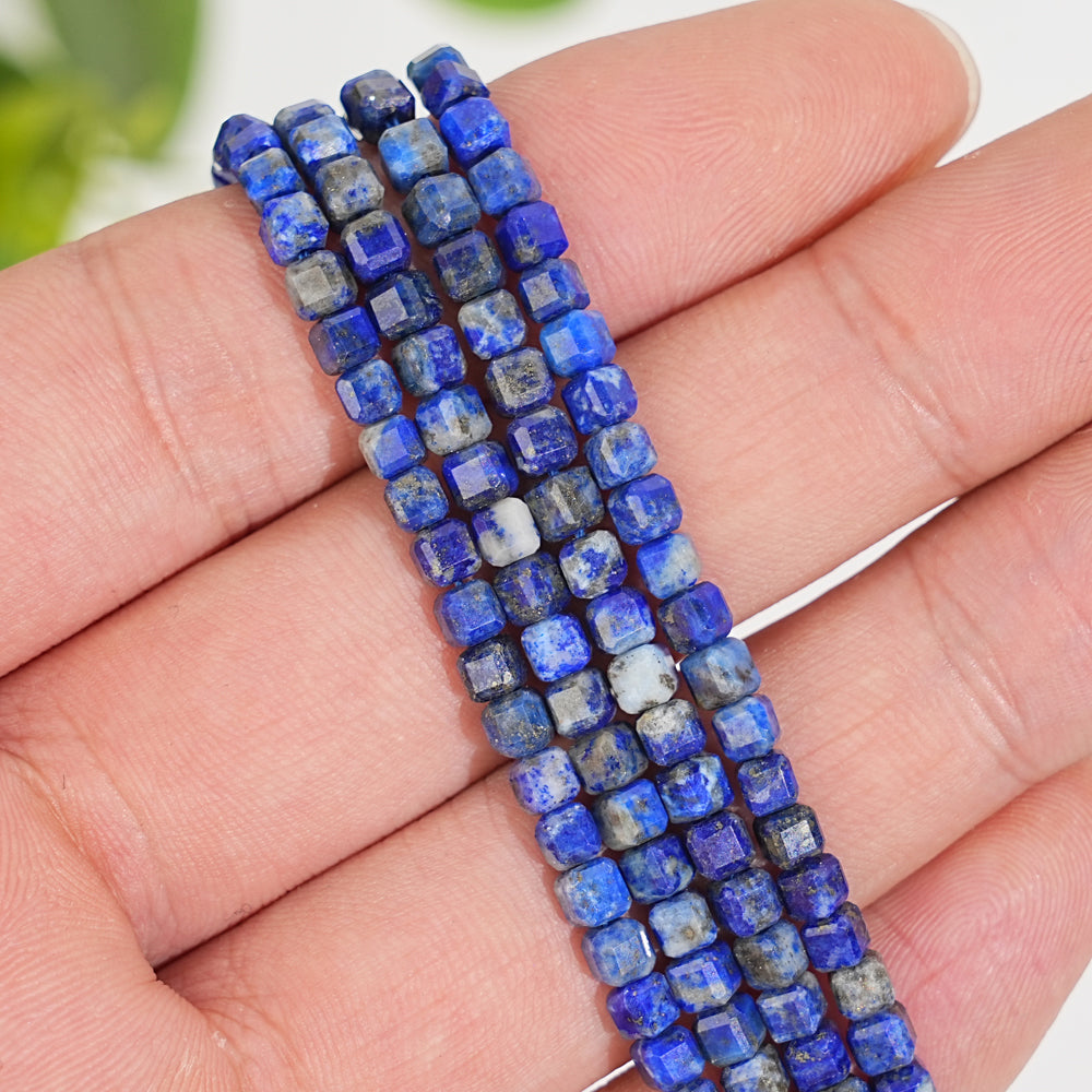 Natural Crystal Faceted Cube Dice Square Bead Strand