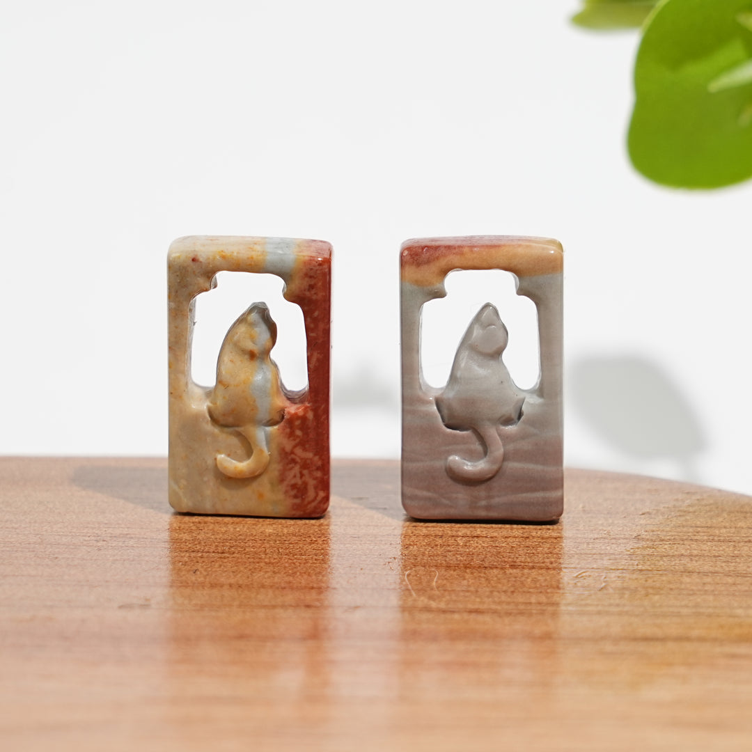 Natural Crystal Alashan Agate Mini Hollow Cat