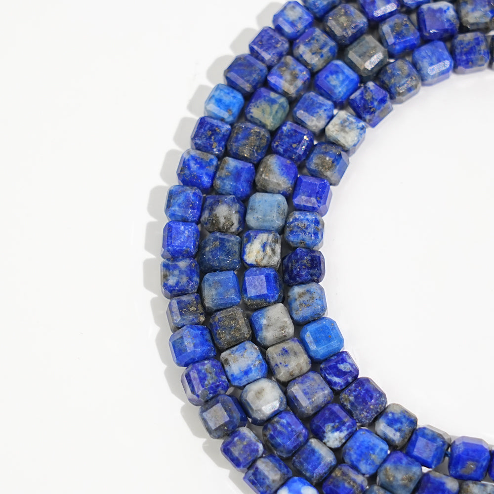 Natural Crystal Faceted Cube Dice Square Bead Strand