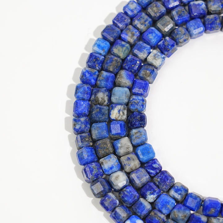 Natural Crystal Faceted Cube Dice Square Bead Strand