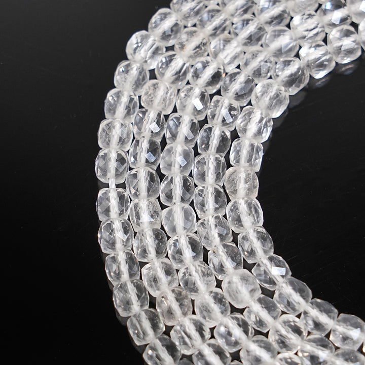 Natural Crystal Faceted Cube Dice Square Bead Strand